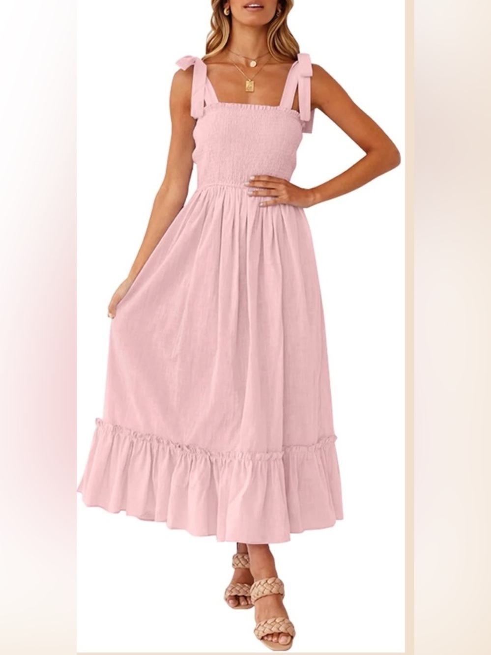 ZESICA SPAGHETTI STRAP RUFFLE MAXI DRESS